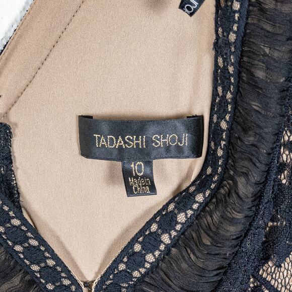 Tadashi Shoji Women's sz 10 V-Neck Black Lace Dress - Picture 3 of 13